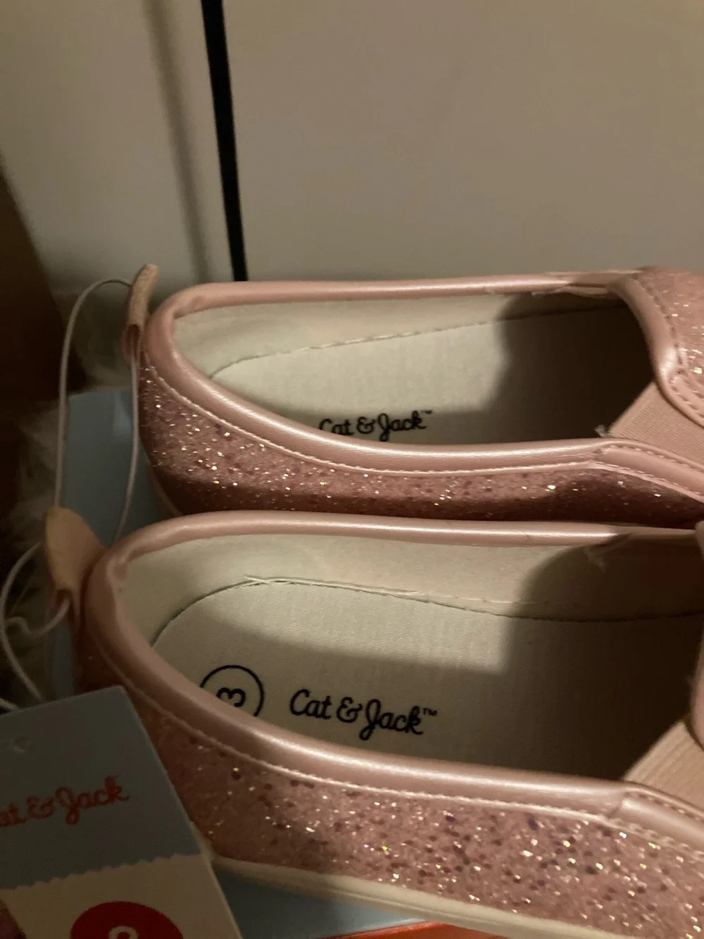 Cat & Jack Girls' Pink Glitter Slip-On Sneakers
